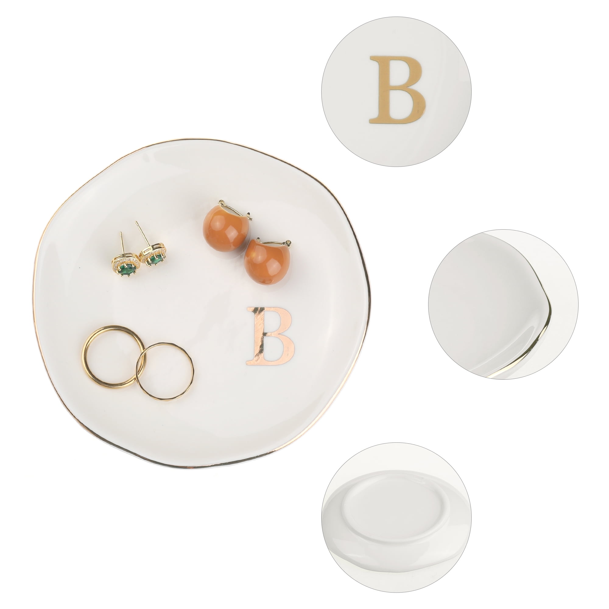Unique Bargains Ceramic Jewelry Tray Decorative Trinket Dish Gifts Jewelry Boxes White-B