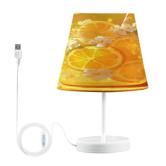 BZSMCE Table Lamp Creative Orange Drink with Flowers Simple Pattern Night Light