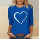 thumbnail image 3 of Tops de Cuello Redondo para las Mujeres Moda Impresa 3/4 Mangas Blusa Casual Top, Estante de Imitación, 3 of 5