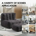 thumbnail image 7 of LuxyHoom Microfiber Upholstered Bean Bag Sofa for Adults, Stuffed Bean Bag Couch with Footstool, Button Tufted Accent Chair Lazy Sofa Chair for Living Room, Bedroom, Apartment (Black), 7 of 7