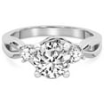 thumbnail image 4 of IGI Certified 2 Carat Round Shape Lab Grown Diamond Engagement Ring | 14K White Gold | Odette Three Stone Bypass Diamond Ring | FG-VS1-VS2 Quality Friendly Diamonds, 4 of 6