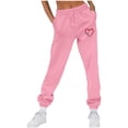 thumbnail image 4 of Baggy Sweatpants for Women Cute Print Elastic Waist Cinch Bottom Pants with Pocket Fall Casual Loose Running Trousers, Pink, XXL, 4 of 4