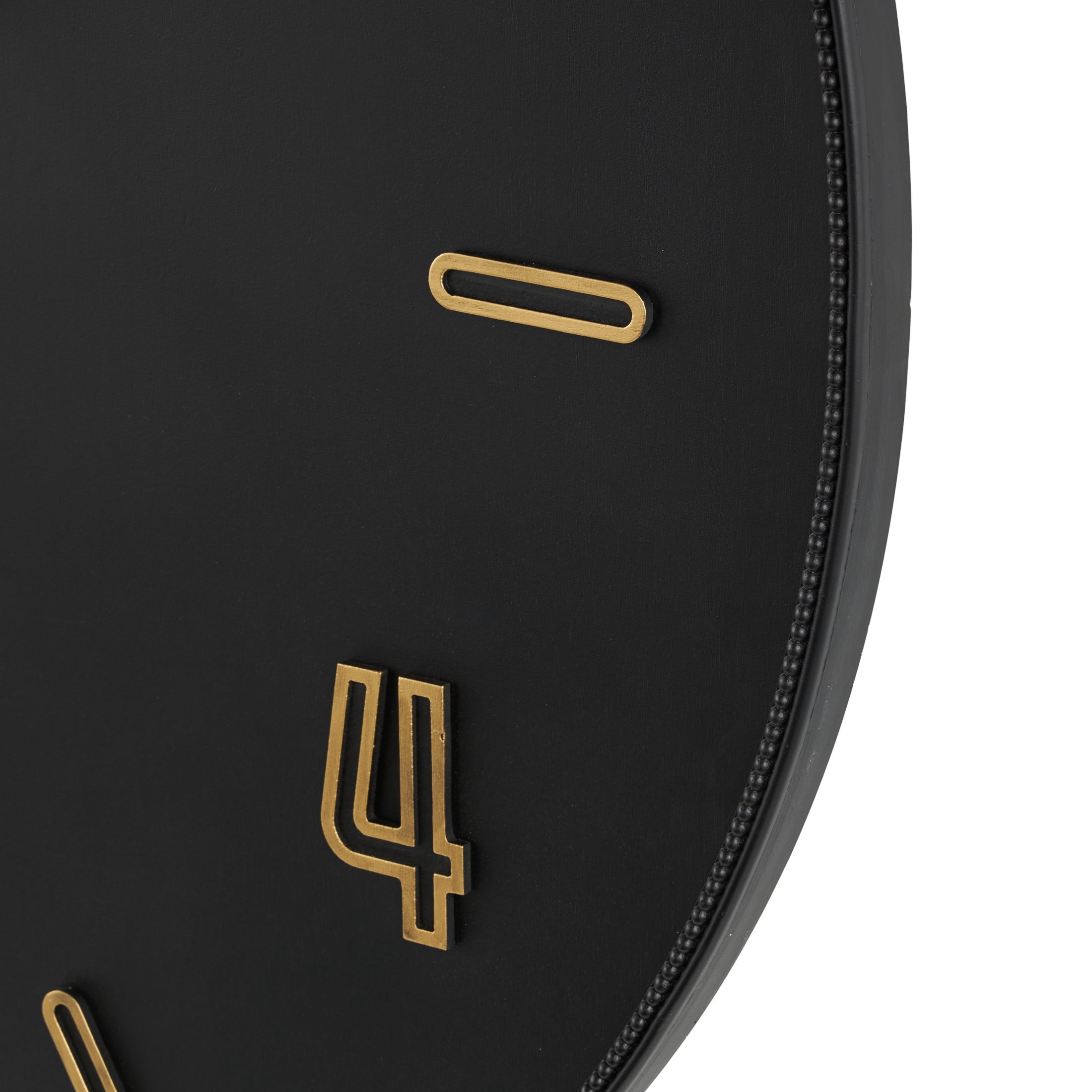 DecMode 47" Black Wood Large Wall Clock with Gold Hands and Numbers