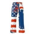 thumbnail image 3 of Cavosen Independence Day Womens Lounge Pants Straight Leg American Flag Capri Pants Elastic Waist Patriotic Sweatpants with Pockets Drawstring Baggy Summer Palazzo Trousers L, 3 of 4
