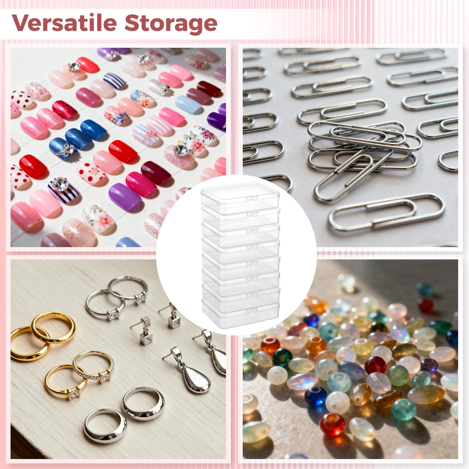 36 Pcs Plastic Bead Storage Containers, 4.5x3.3x1.1" Small Storage Boxes, Clear Rectangle Containers with Hinged Lids, Mini Organizer Cases for Jewelry, Crafts, Small Items, Parts