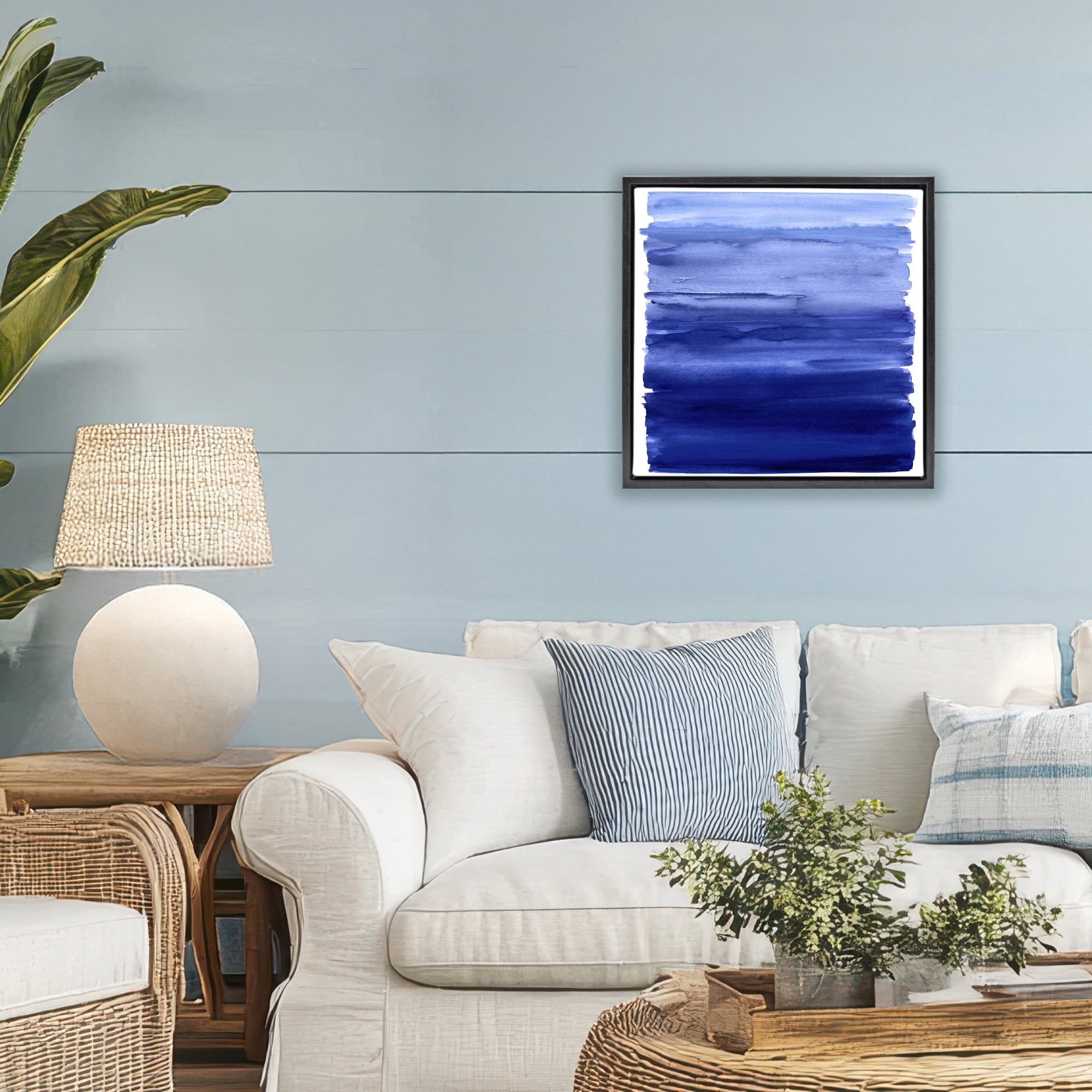 Stupell Industries Indigo Ombre Gradient Black Framed Floater Canvas Wall Art, design by Allie Corbin