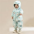 thumbnail image 6 of Cowsor Baby Snowsuit Baby Printed Winter Clothes with Hat Warm Outfits Zipper Romper Coat Jumpsuit, 6 of 7