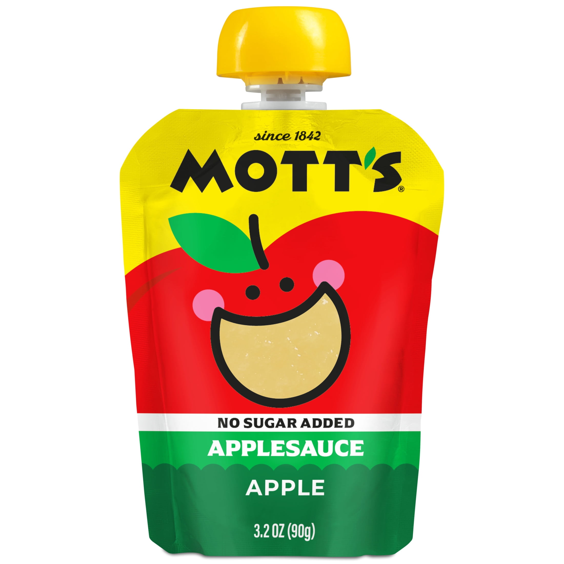 Mott's No Sugar Added Applesauce, 3.2 oz, 4 Count Clear Pouches