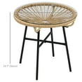 thumbnail image 3 of Outsunny Rattan Side Table w/ PE Rattan and Tempered Glass Top, Beige, 3 of 10
