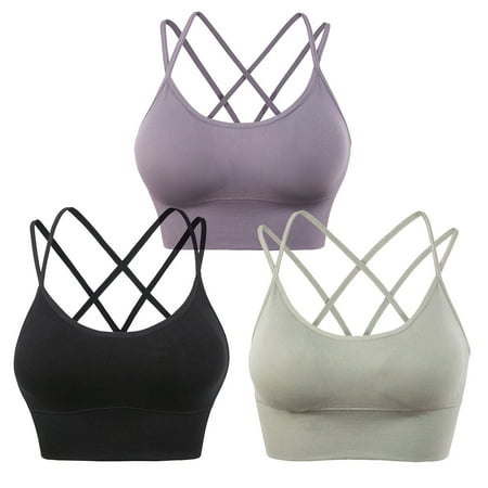 

DNDKILG Sports V Neck Bra for Women Strappy Cami Strap Seamless Bralettes Multicolour 2XL