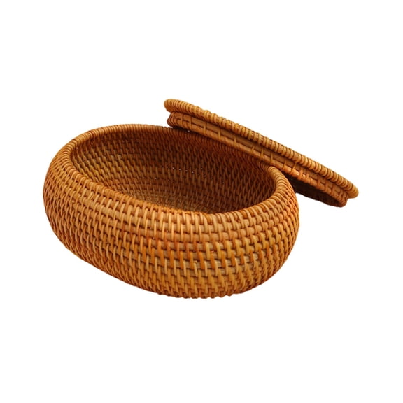 Wicker Storage Basket with Lid, Ideal Organizer for Throw Blankets Bedroom Living Room Laundry