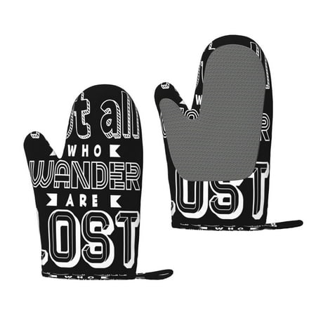 

Zeuib Not All Who Wander Are Lost 2 Print Oven Mitts Oven Gloves with Non-Slip Silicone Heat and Slip Resistant Cooking Mitt Set for Cooking and Baking (2 Count)