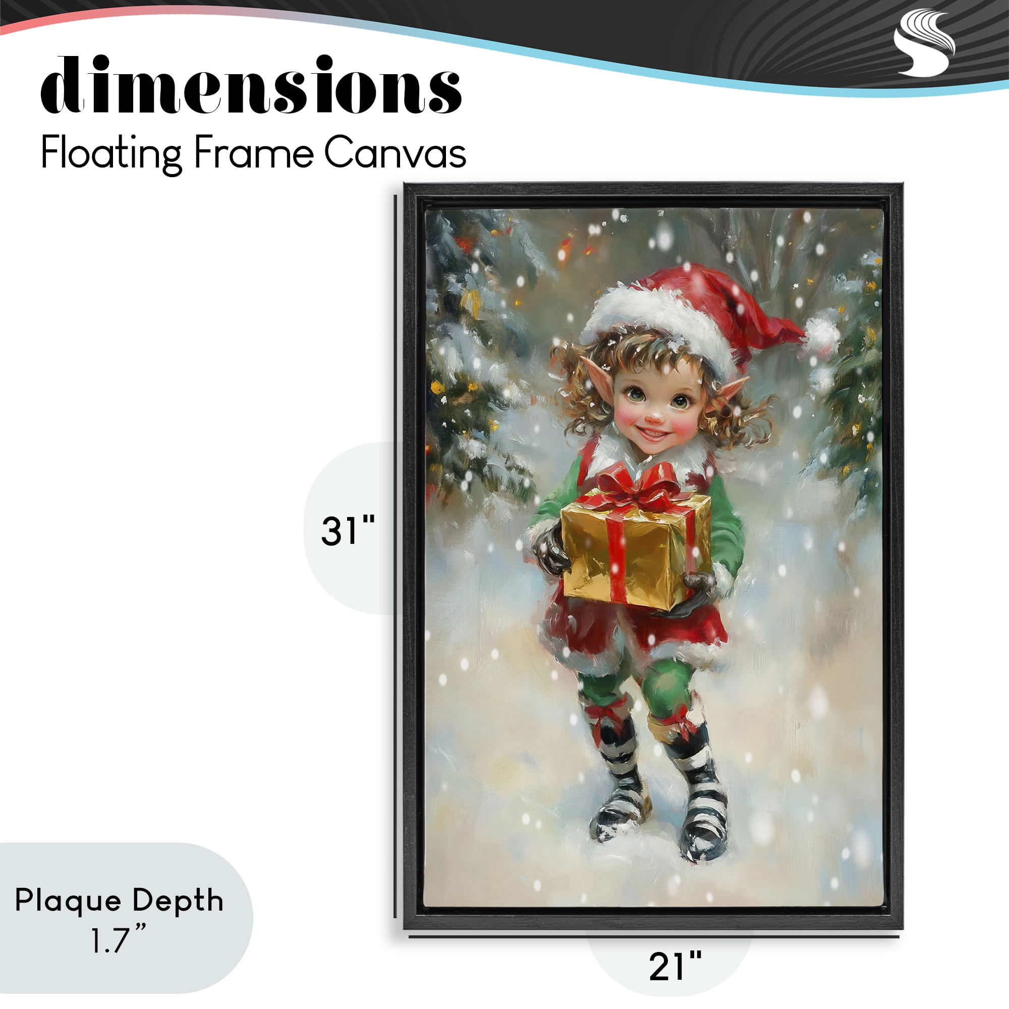 Stupell Industries Santa's Little Elf Black Framed Floater Canvas Wall Art, design by Tina LeCour