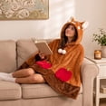 thumbnail image 3 of EANJE Anime Wearable Animal Blanket Hoodie for Adult Women Girls Oversized Hooded Blanket Super Soft Comfortable Warm Cape Cloak Wrap Brown One Size, 3 of 4