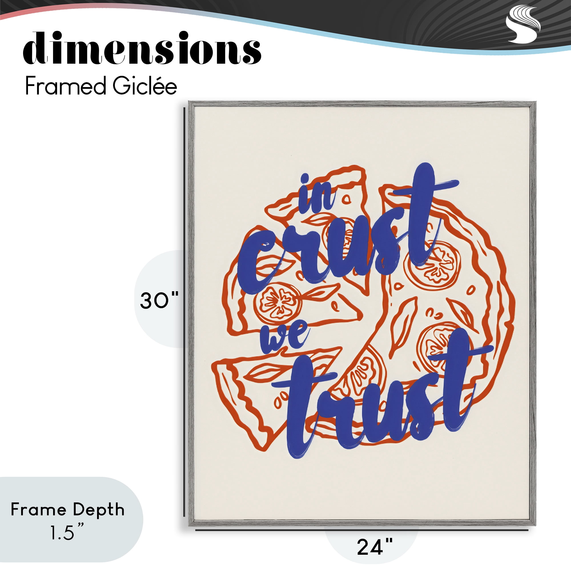 Stupell Industries In Crust We Trust Pizza Gray Framed Giclee Art, design by The Prints Vibe