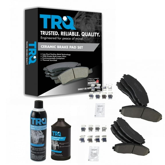 TRQ Front & Rear Ceramic Disc Brake Pads w/ Brake Clean & Fluid for Ford Truck BKA19602 Fits select: 2013-2020 FORD F250, 2013-2020 FORD F350