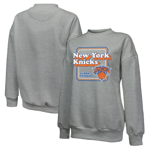 Women's Majestic Threads Gray New York Knicks Classic Tri-Blend Pullover Sweatshirt