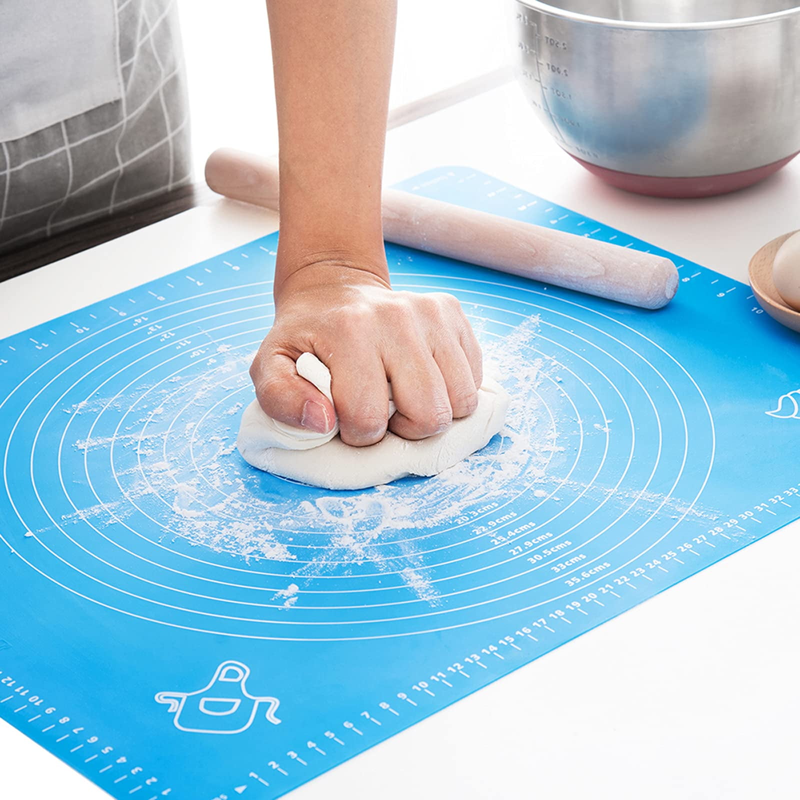 Silicone Pastry Mat Extra Thick Non Stick Baking Mat Non Stick Rolling  Dough with Measurements-Non Slip,Kneading Mat, Counter Mat,Dough Rolling