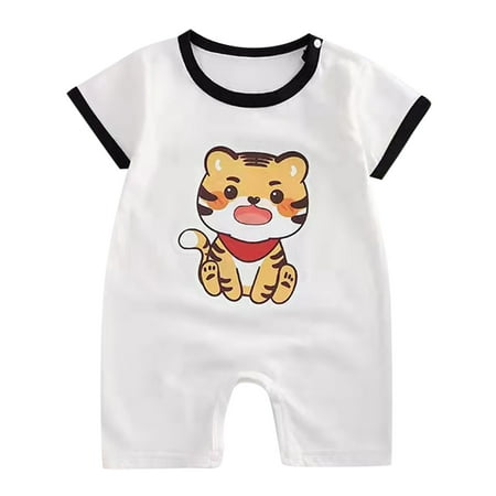 

Children Baby Boys Girls Cartoon Romper Short Sleeve Cute Animals Jumpsuit Outfits Clothes Gender Neutral Sweats