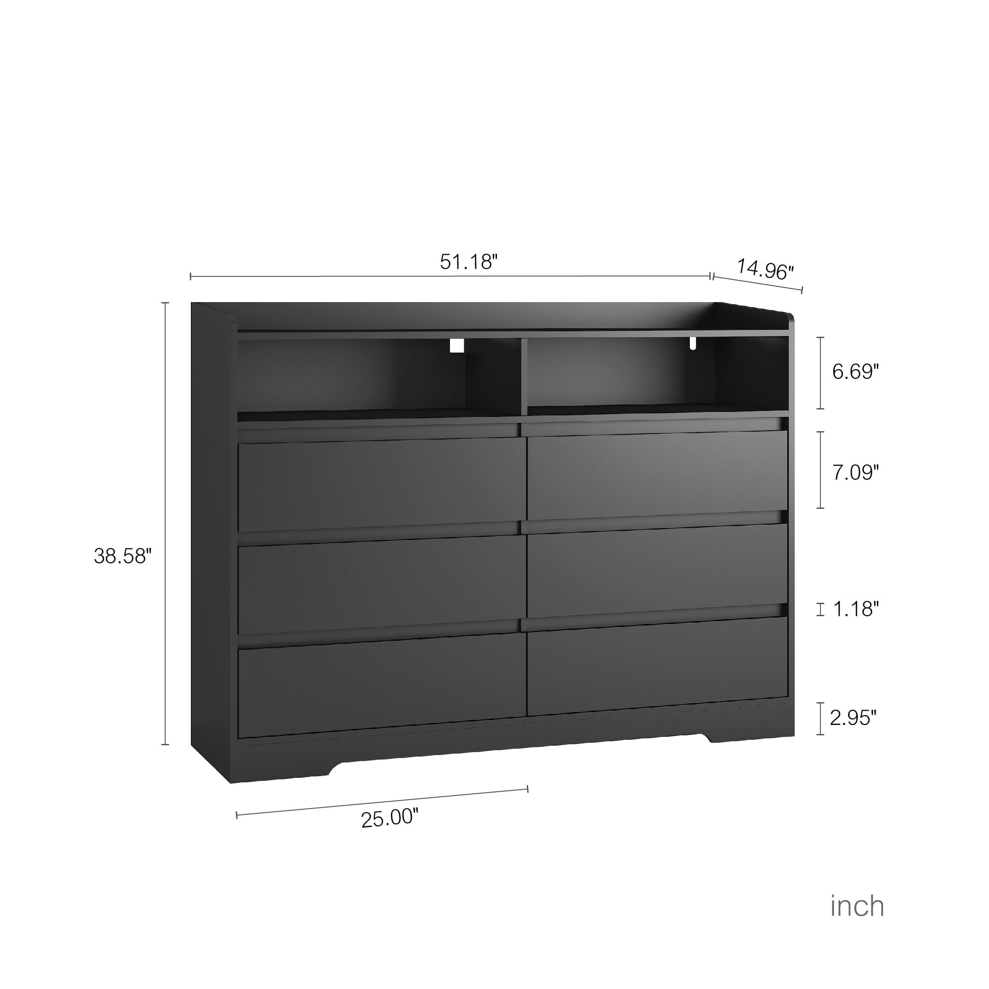 Kadyn Sideboard Storage Cabinet, Chest of Drawers for Living Room, Dresser with LED Lights, Black