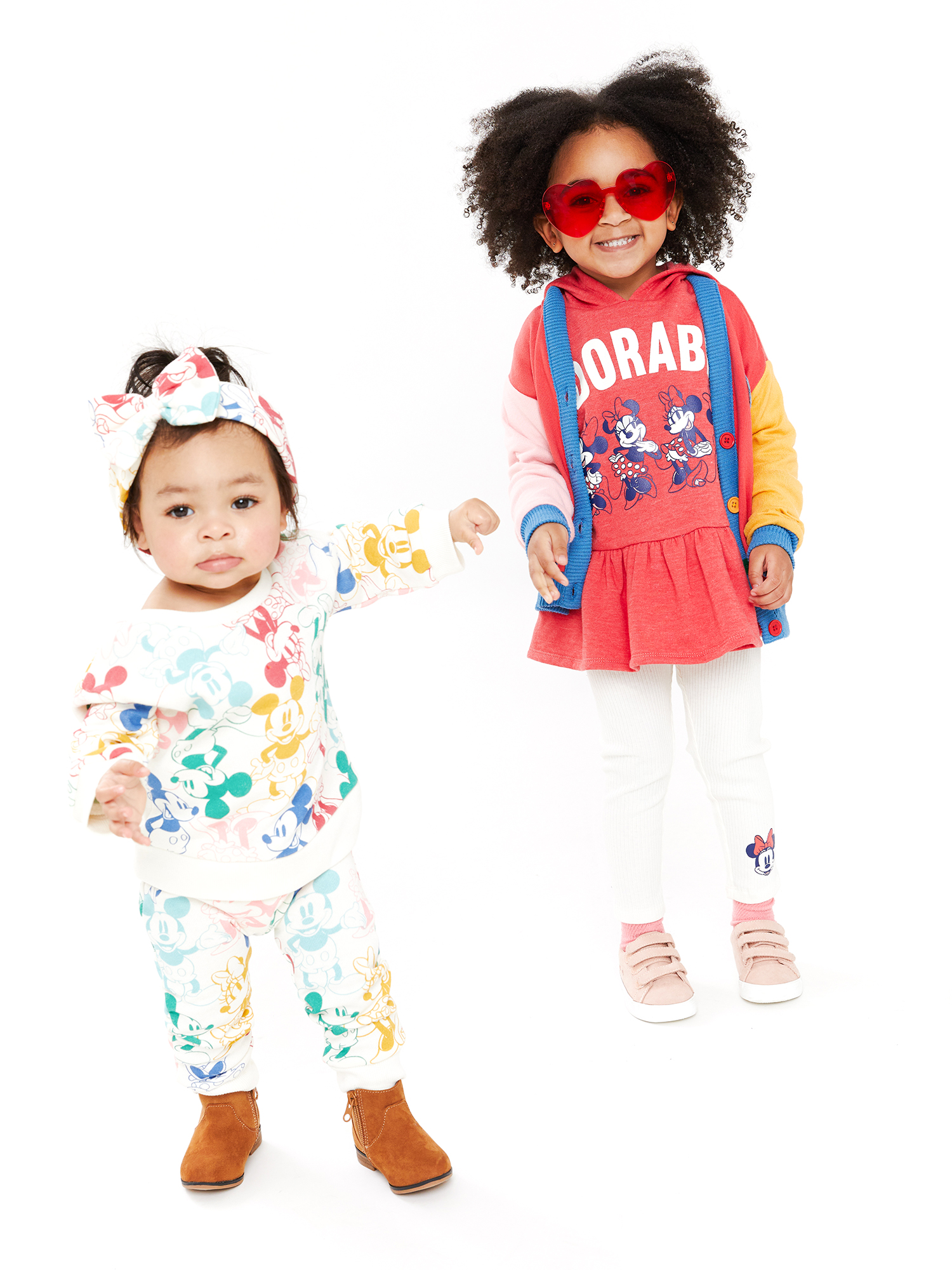 Disney Minnie Mouse Baby and Toddler Girls Color Block Sweater, 12 Months-5T