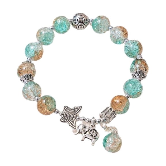 CILENON New 2024 14K Gold Plated Jade Crystal Glass Bracelet for Ladies Chinese Style Good Lucky Key Jade Dainty Beads Bracelets Gold Jewelry Gifts for Women Mother(Mint Green-2,One Size)