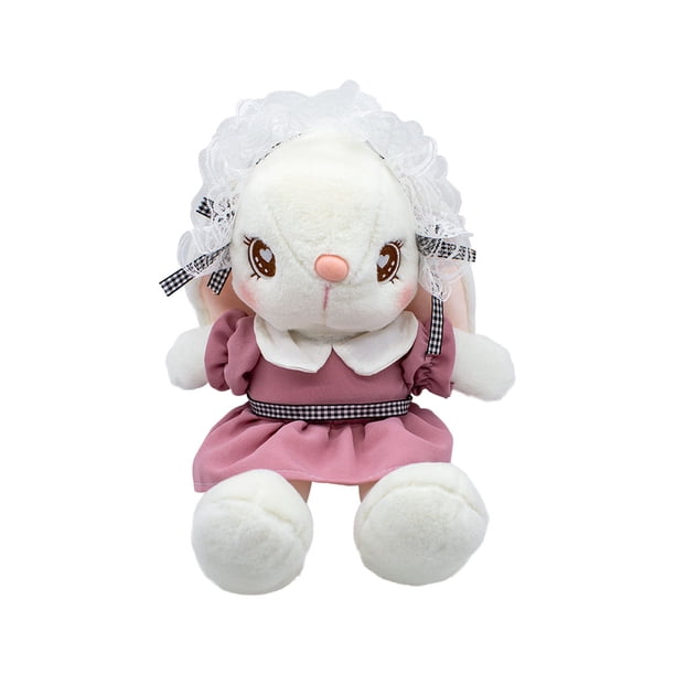 Conejo De Peluche Suave Con Vestido Rosa Rabbit Bunny Importadora La Merced Tela Suave Hipoalergénica