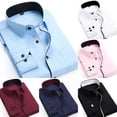 thumbnail image 3 of Luxury Mens Long Sleeve Shirt Button Up Business Work Smart Formal Dress Tops Blue 2XL, 3 of 3