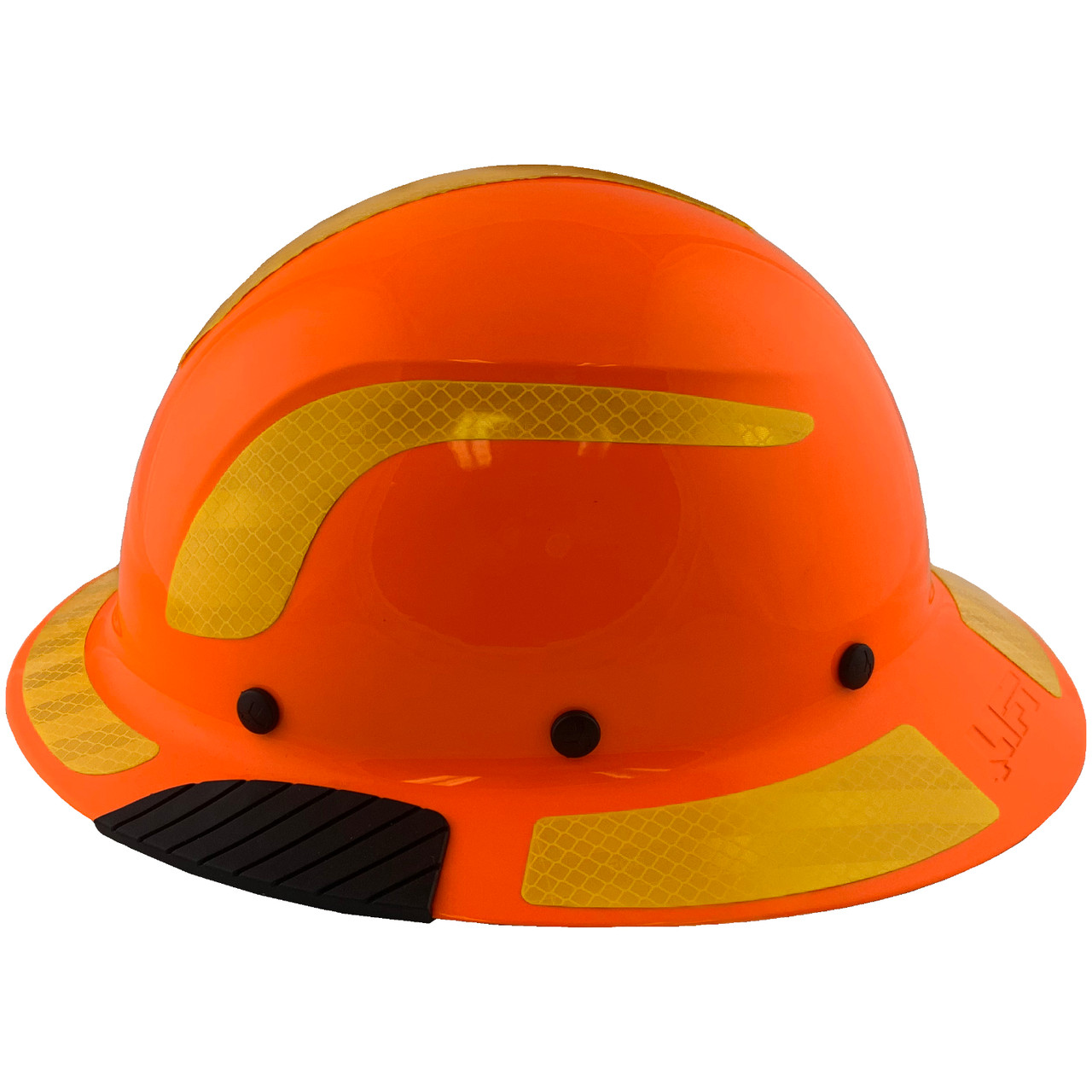 DAX Fiberglass Composite Hard Hat - Full Brim High-Viz Orange with Reflective Yellow Decal Kit Applied