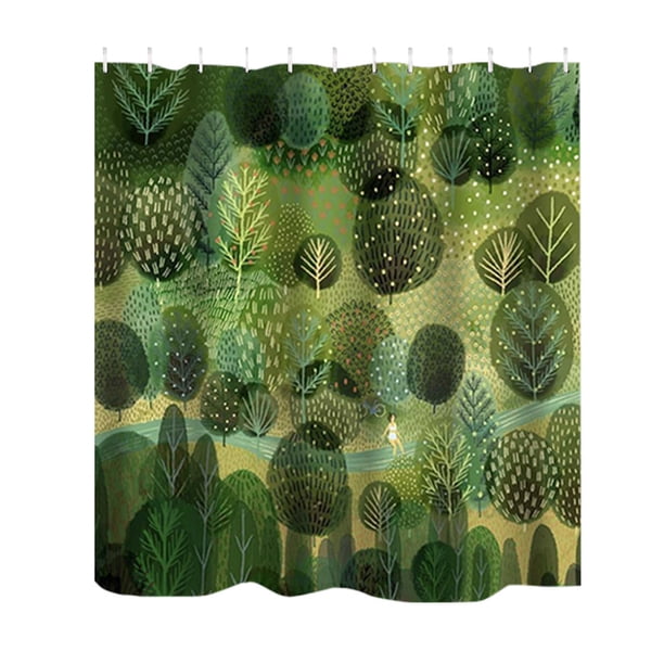 Cortina De Ducha Para Baño Con Estampado Abstracto De Plantas Y Flores, Cortina De Poliéster Impermeable Para Separar El Baño, Cortina De Puerta