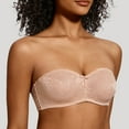 thumbnail image 4 of MELENECA Women's No Padding Sheer Lace Bandeau See-Through Minimizer Underwire Strapless Bras Beige 40E, 4 of 6