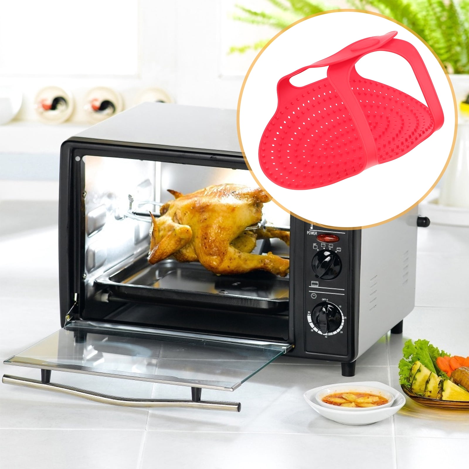 WORGEOUS 2pcs Non-Stick Silicone Sling Turkey Lifter Turkey Holder Basket Meat Baking Mat