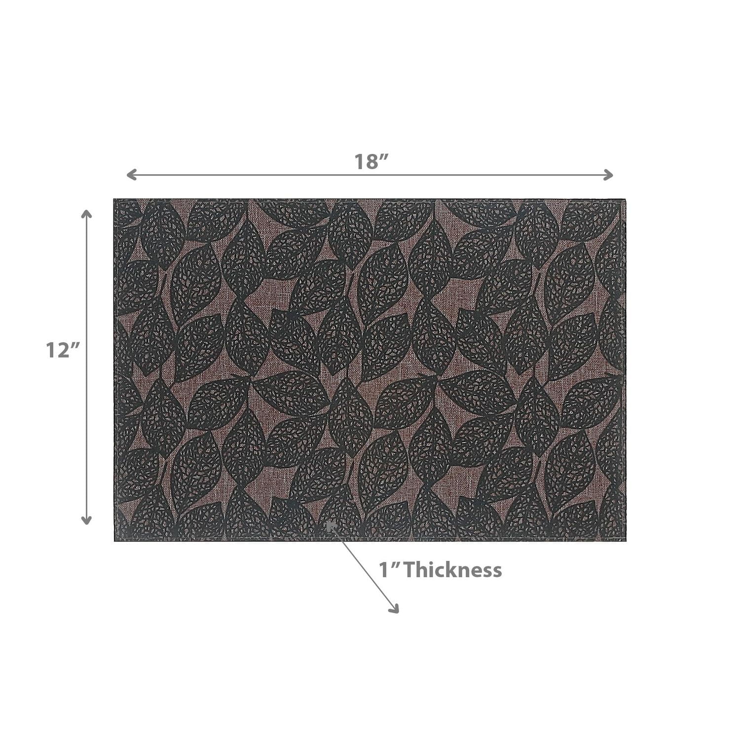 Poly-Linen Printed Placemat Leave Green - Set of 12