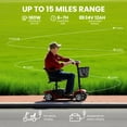 thumbnail image 6 of Mosta Adult, Senior Mobility Scooter, 4-wheel Electric Rechargeable Travel Device with LED Headlight and Basket, Including Charger, Red, 6 of 8