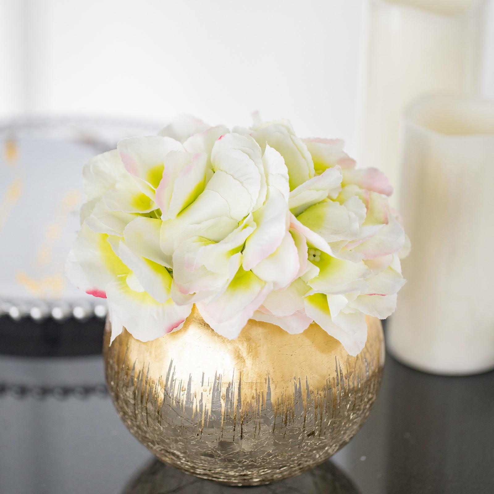 Efavormart 4.5" Gold Foiled Crackle Glass Flower Vase, Bubble Vase