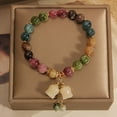 thumbnail image 6 of SPOORYYO Natural Colored Suzuran Flower Chalcedony Bracelet with Bell Orchid Pendant - A Gift of Good Luck for Girlfriends, 6 of 9