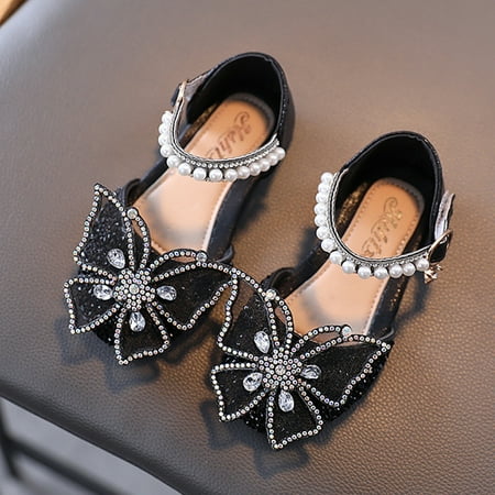 

Baozhu Toddler Little Girls Butterfly Rhinestone Glitter Dress Shoes Wedding Flat Sandals