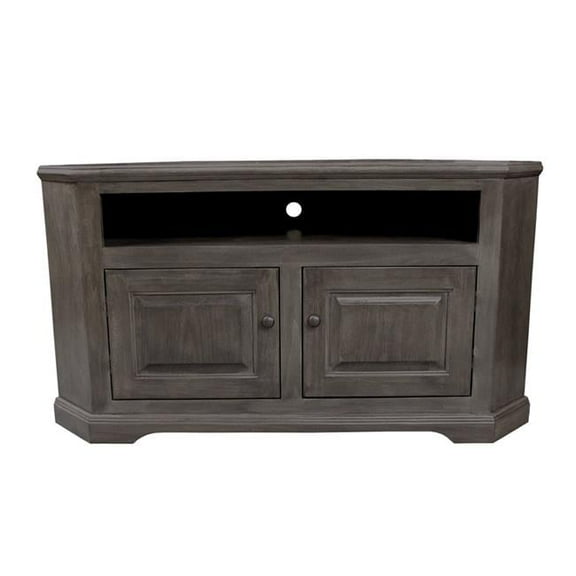 36 in. Poplar Curve Corner TV Stand, Greystone