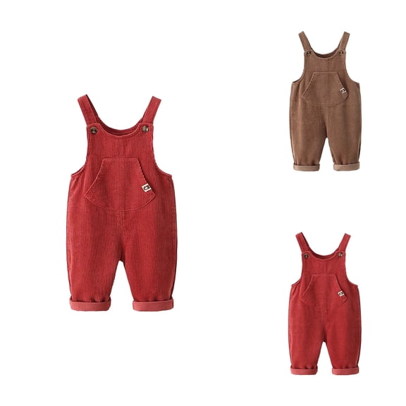 Soft Corduroy Bib Overalls for Toddler Boys & Girls – Adjustable Button Straps, Denim-Style Jumpsuit for Playful Comfort & Autumn Fashion