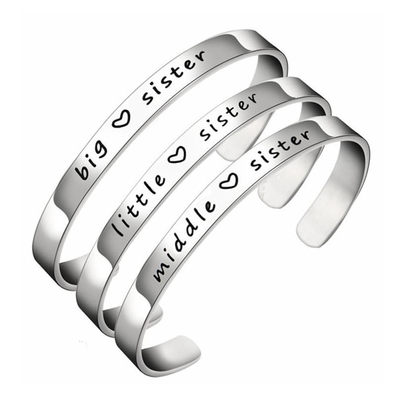 Big Mid Lit Sister Inspiration Bangle Bracelet Leather Cord Jewelry Family BFF