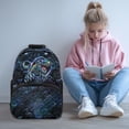 thumbnail image 3 of POLERO Durable Backpack for School Daypack, Polyester Fabric Adjustable Strap School Backpack, Cyber Dinosaur Print, 3 of 10