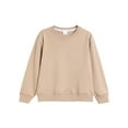 thumbnail image 4 of idosla Girls Oversized Crewneck Sweatshirts Kids Fashion Fleece Drop Shoulder Pullover 5-14 Years (Khaki, 5-6 Years), 4 of 4