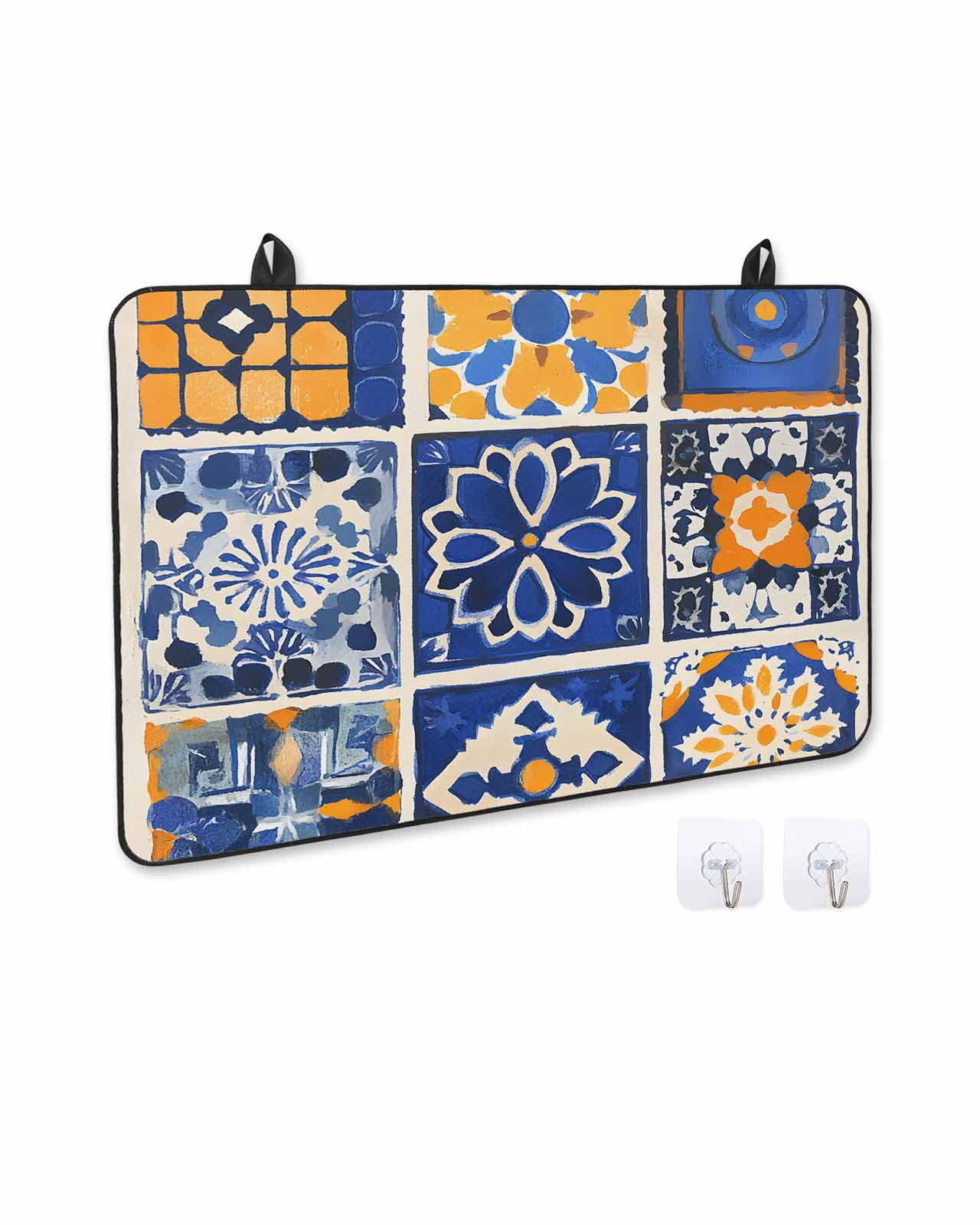nqOlkjepod Large Induction Cooktop Protector Mat 36"x21", Colorful Flowers Stove Top Covers for Electric Stove, Vintage Country Abstract Plaid Art Stove Burner Cover Mats, Glass Top Stove Cover