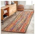 thumbnail image 4 of Hand Braided Bohemian Colorful Cotton Chindi Area Rug | Cotton Braided Rug , Jute rug for kitchen, Jute dining room rug, Bohemian jute rug, 4 of 6