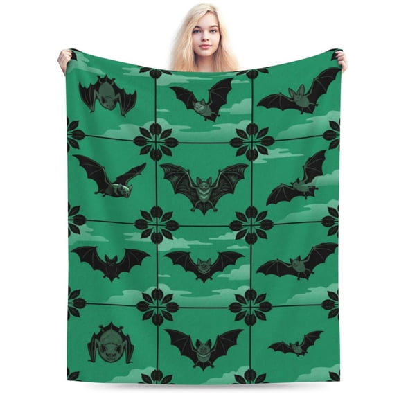 Halloween Bat Blanket, Soft Flannel Throw, Cozy Fuzzy Blanket for Couch Sofa Bedroom, All Season Home Decor 50x40