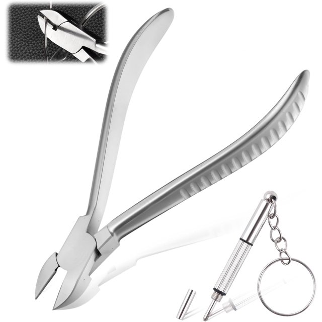 LEONTOOL Stainless Steel Screw Cutter for Glass, Spring Loaded Eyeglass Cutting Pliers 5.6 Inches Ultra Sharp Wire Cutters Flush Cut Plier Optical Eye Glasses Repair Kit with 3-in-1 Mini Screwdriver