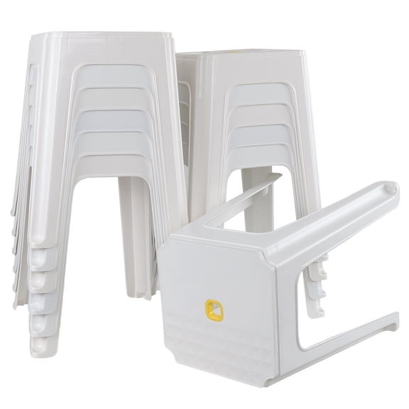Hespama 18.5 Inch Tall Square Plastic Seat Stool, 12 Pack White Backless Stool for Classroom