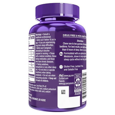 Vicks ZzzQuil Pure Zzzs Sleep Aid Melatonin Gummies, Melatonin 1mg for Sleep Support, 72 Count