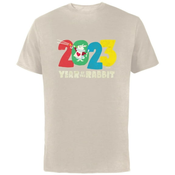 Disney Alice in Wonderland 2023 Year of the White Rabbit - Short Sleeve Cotton T-Shirt for Adults - Customized-Natural