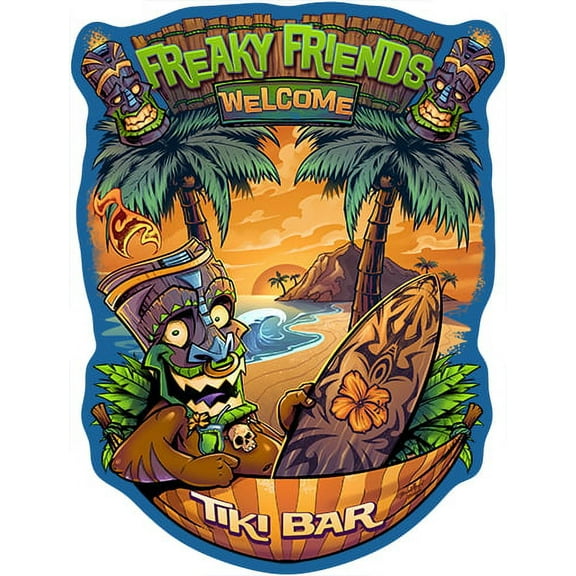 Freaky Friends Tiki Bar [3 Pack] of Vinyl Decal Stickers | 5" | Indoor/Outdoor | Funny decoration for Laptop, Car, Garage , Bedroom, Offices | SignMission